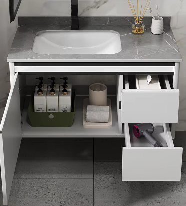 HOME DECORATION ITEMS SANITARY WARE SW007 Modern Hot Design Wall Mounted Bathroom Cabinet Combo Slate Countertop with Ceramic Basin Mirror Cabinet